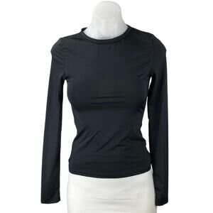 Princess Polly Women's Black Crewneck Long Sleeve Slim Tee T-shirt Top Size 4